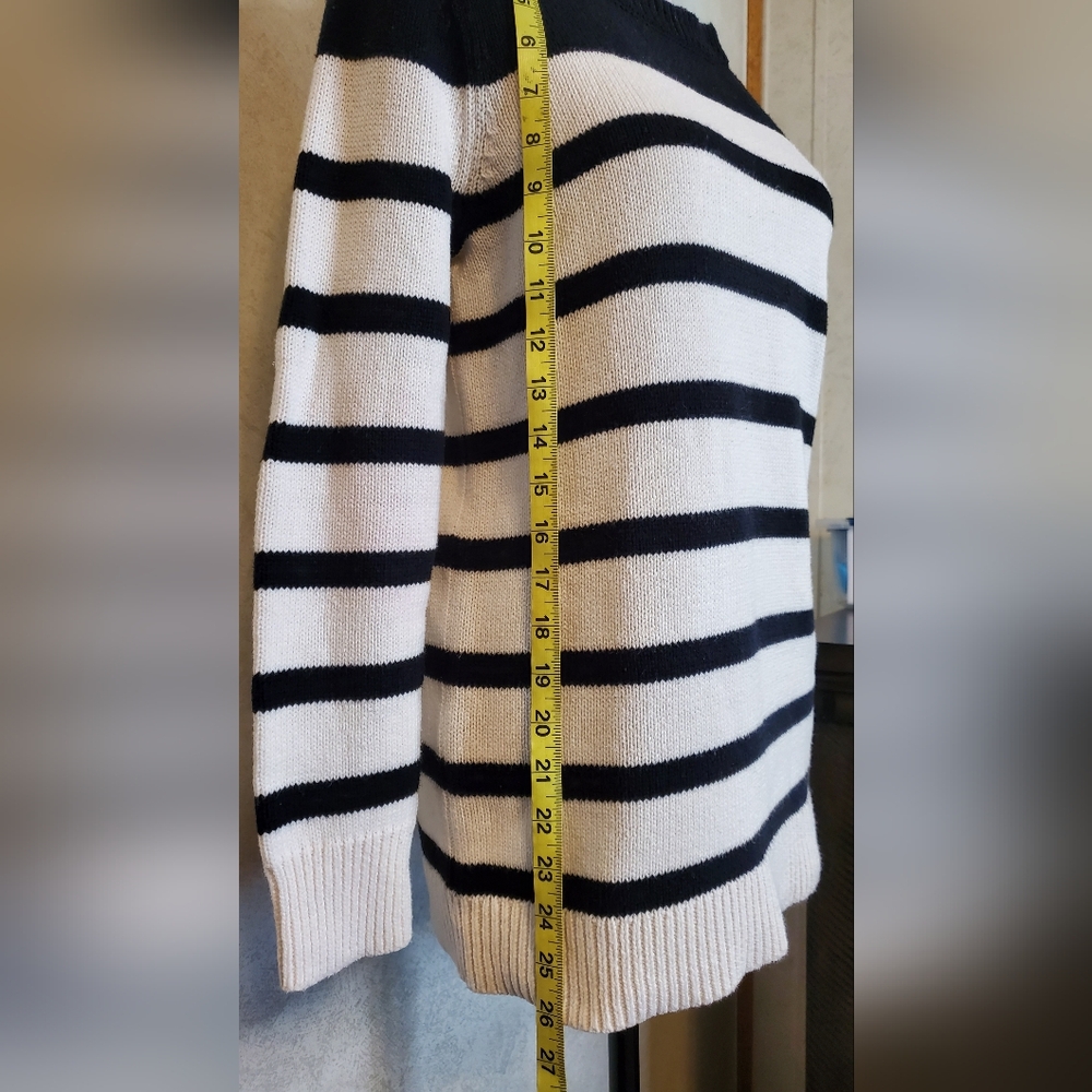 Market & Spruce Black and White Striped Sweaterack Size:S - Picture 4 of 11